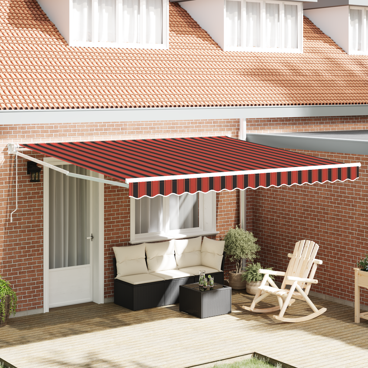 Retractable Awning with Manual 400 x 350 cm Yellow and orange