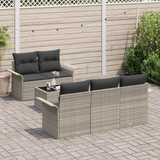 6 Piece Garden Sofa Set with Cushions Light Grey Poly Rattan