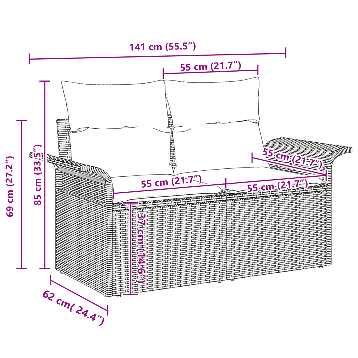 7 Piece Garden Sofa Set with Cushions Light Grey Poly Rattan