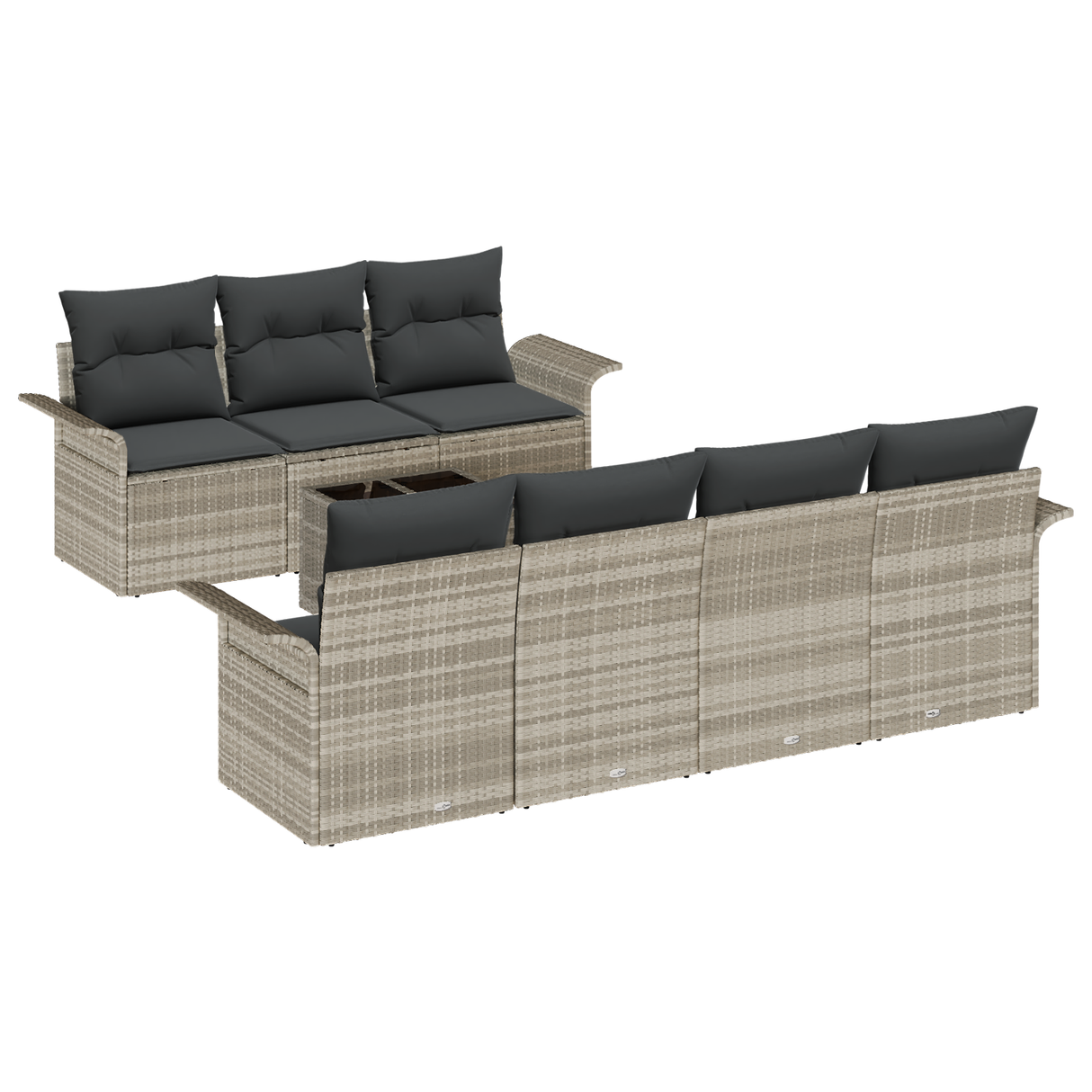 8 Piece Garden Sofa Set with Cushions Light Grey Poly Rattan