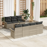 8 Piece Garden Sofa Set with Cushions Light Grey Poly Rattan