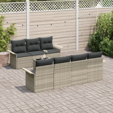 8 Piece Garden Sofa Set with Cushions Light Grey Poly Rattan
