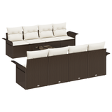 9 Piece Garden Sofa Set with Cushions Brown Poly Rattan