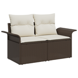 9 Piece Garden Sofa Set with Cushions Brown Poly Rattan
