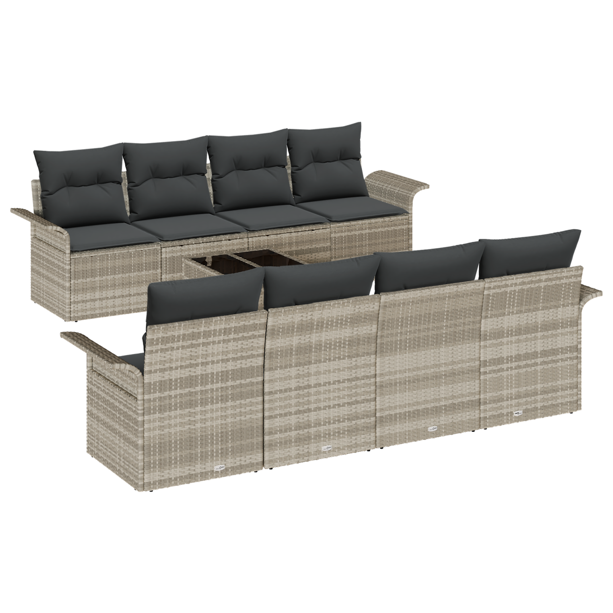 9 Piece Garden Sofa Set with Cushions Light Grey Poly Rattan