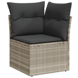 9 Piece Garden Sofa Set with Cushions Light Grey Poly Rattan