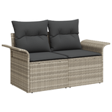 9 Piece Garden Sofa Set with Cushions Light Grey Poly Rattan