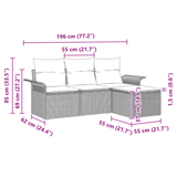 4 Piece Garden Sofa Set with Cushions Light Grey Poly Rattan