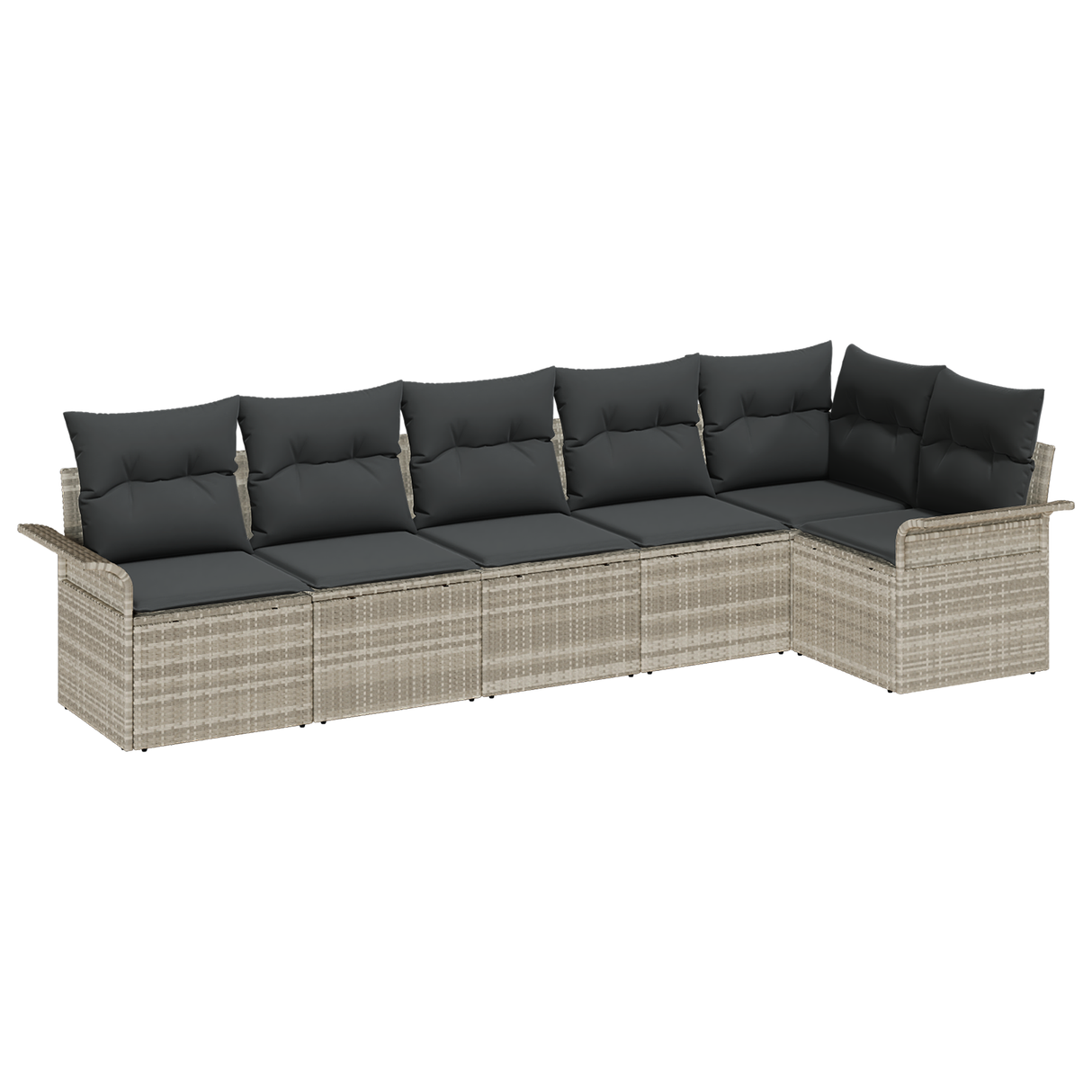 6 Piece Garden Sofa Set with Cushions Light Grey Poly Rattan