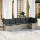6 Piece Garden Sofa Set with Cushions Light Grey Poly Rattan