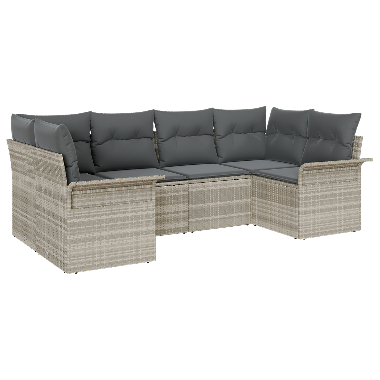 6 Piece Garden Sofa Set with Cushions Light Grey Poly Rattan