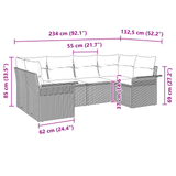 6 Piece Garden Sofa Set with Cushions Light Grey Poly Rattan