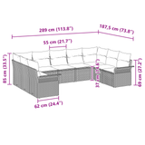 9 Piece Garden Sofa Set with Cushions Light Grey Poly Rattan