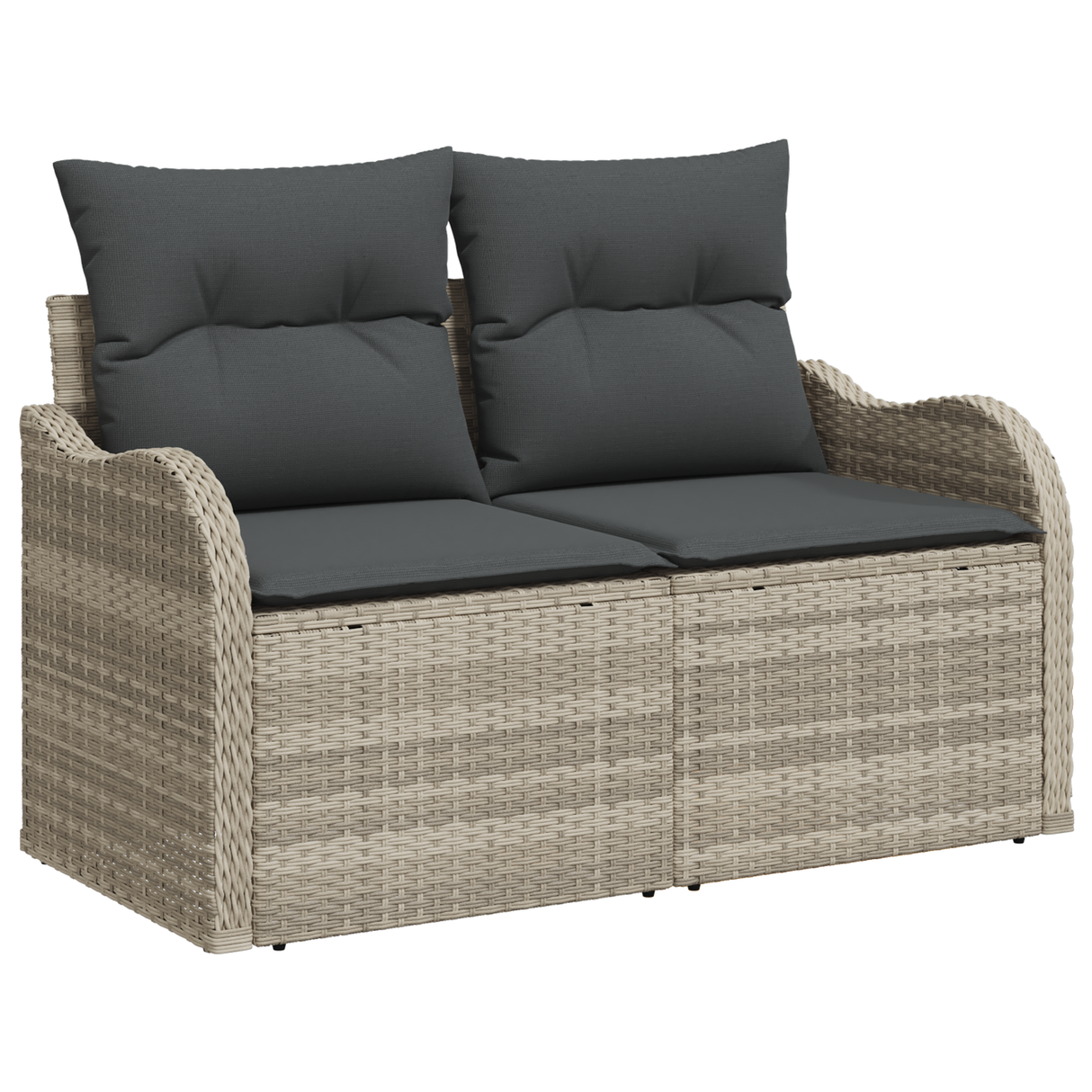 5 Piece Garden Sofa Set with Cushions Light Grey Poly Rattan