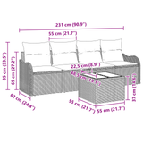 5 Piece Garden Sofa Set with Cushions Light Grey Poly Rattan