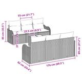 7 Piece Garden Sofa Set with Cushions Light Grey Poly Rattan
