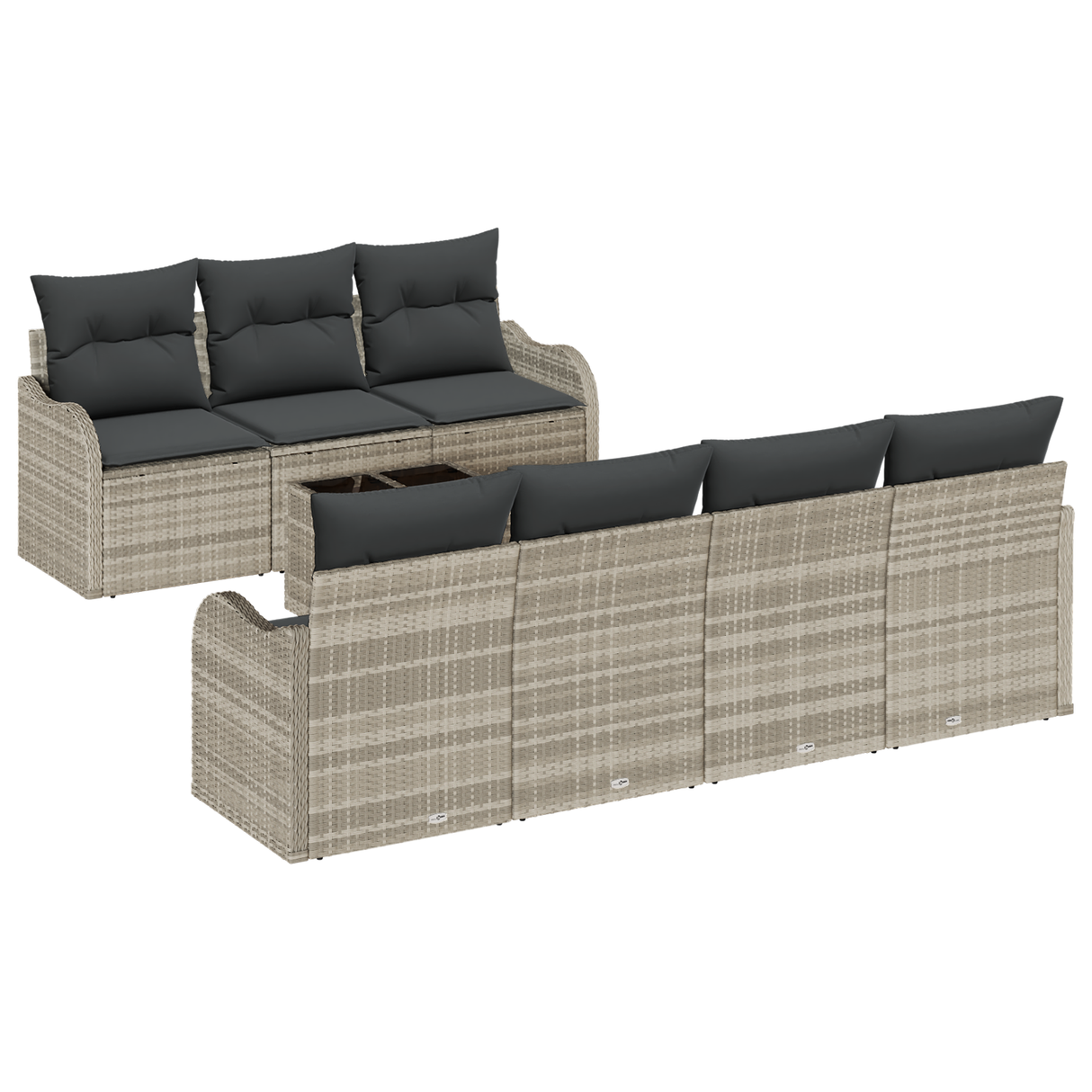 8 Piece Garden Sofa Set with Cushions Light Grey Poly Rattan