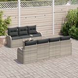 8 Piece Garden Sofa Set with Cushions Light Grey Poly Rattan