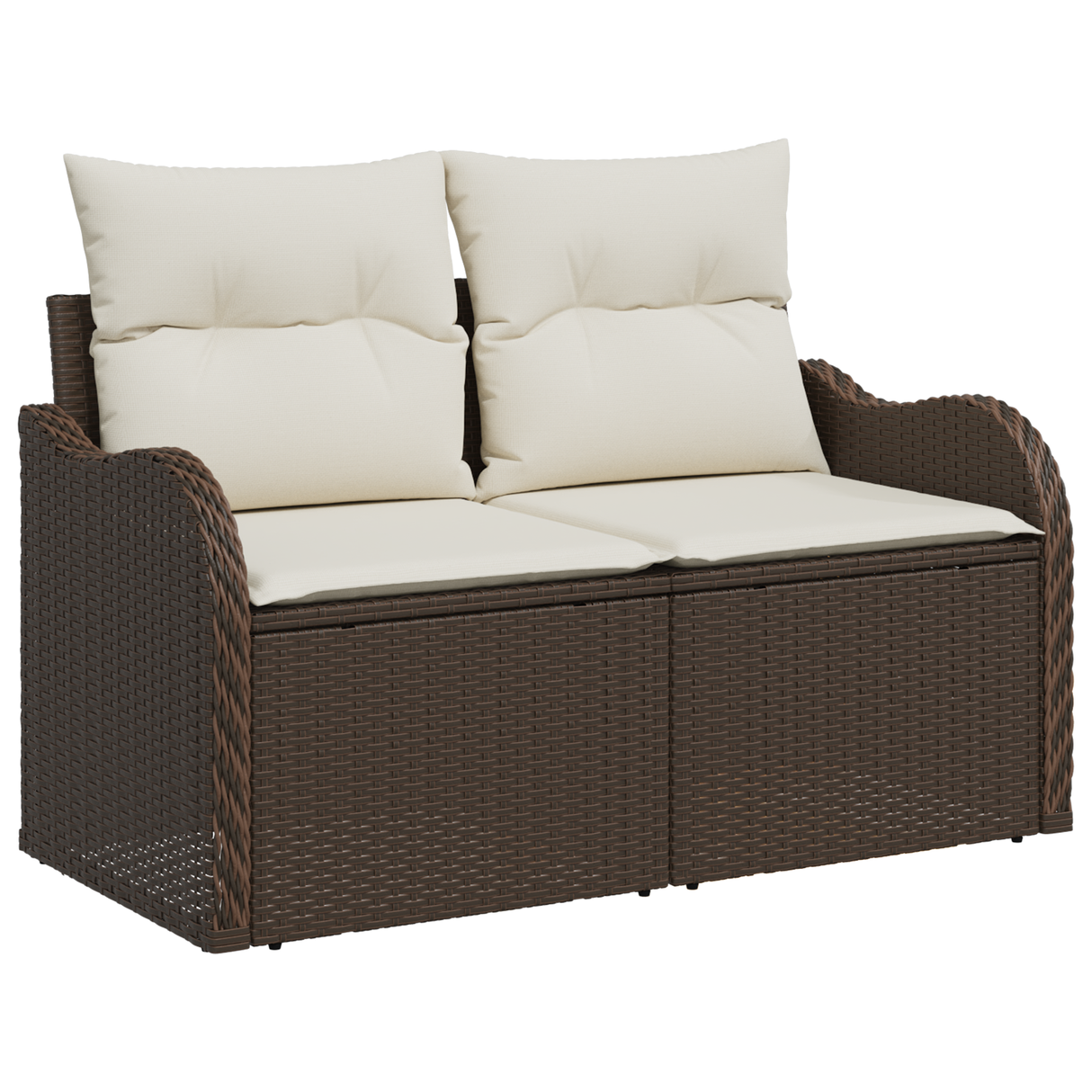 9 Piece Garden Sofa Set with Cushions Brown Poly Rattan