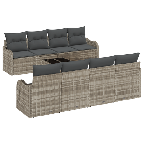 9 Piece Garden Sofa Set with Cushions Light Grey Poly Rattan