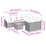 9 Piece Garden Sofa Set with Cushions Light Grey Poly Rattan