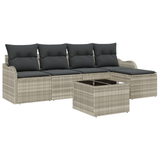 6 Piece Garden Sofa Set with Cushions Grey Poly Rattan