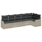 6 Piece Garden Sofa Set with Cushions Light Grey Poly Rattan