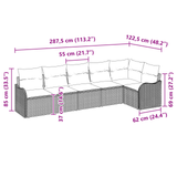 6 Piece Garden Sofa Set with Cushions Light Grey Poly Rattan