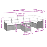 7 Piece Garden Sofa Set with Cushions Grey Poly Rattan