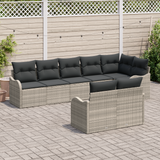 8 Piece Garden Sofa Set with Cushions Light Grey Poly Rattan