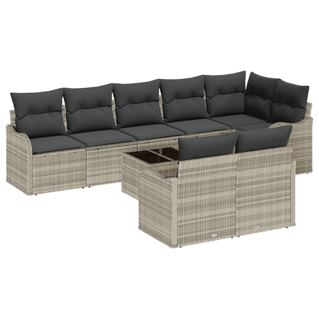 9 Piece Garden Sofa Set with Cushions Grey Poly Rattan