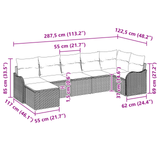 7 Piece Garden Sofa Set with Cushions Light Grey Poly Rattan