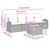 5 Piece Garden Sofa Set with Cushions Light Grey Poly Rattan