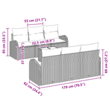 7 Piece Garden Sofa Set with Cushions Light Grey Poly Rattan