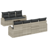 8 Piece Garden Sofa Set with Cushions Light Grey Poly Rattan