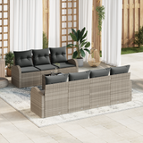 8 Piece Garden Sofa Set with Cushions Light Grey Poly Rattan