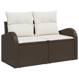 9 Piece Garden Sofa Set with Cushions Brown Poly Rattan
