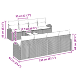 9 Piece Garden Sofa Set with Cushions Brown Poly Rattan
