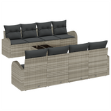 9 Piece Garden Sofa Set with Cushions Light Grey Poly Rattan