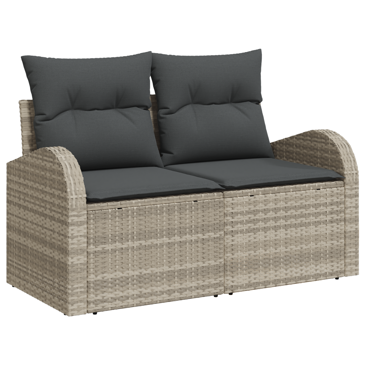 9 Piece Garden Sofa Set with Cushions Light Grey Poly Rattan
