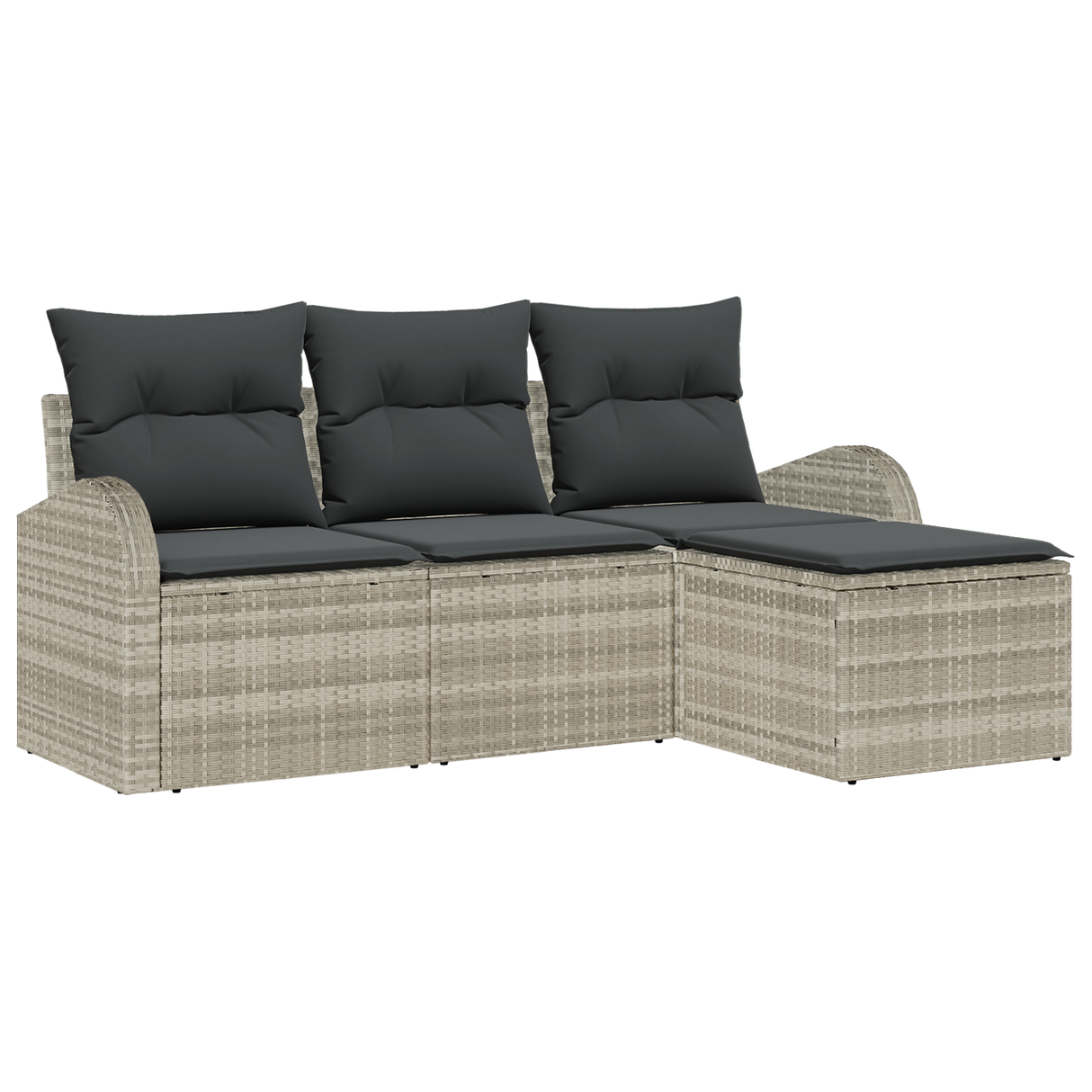 4 Piece Garden Sofa Set With Cushions Light Grey Poly Rattan