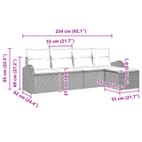 5 Piece Garden Sofa Set with Cushions Light Grey Poly Rattan