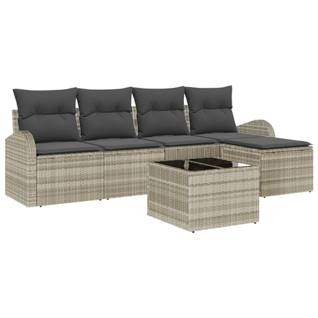 6 Piece Garden Sofa Set with Cushions Grey Poly Rattan