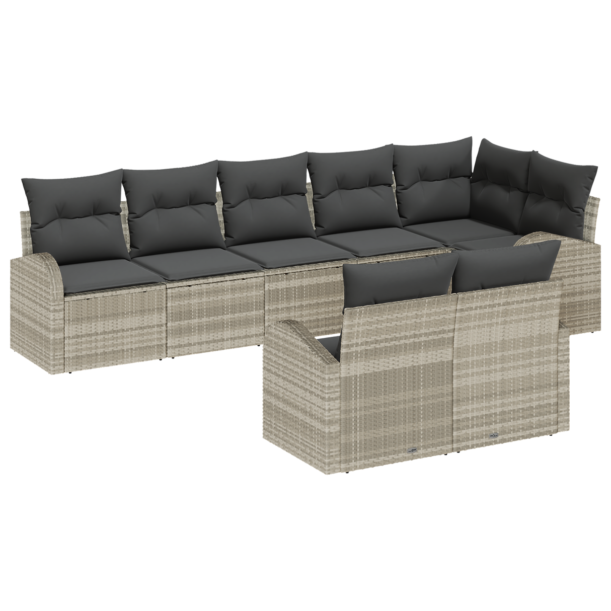 9 Piece Garden Sofa Set with Cushions Grey Poly Rattan