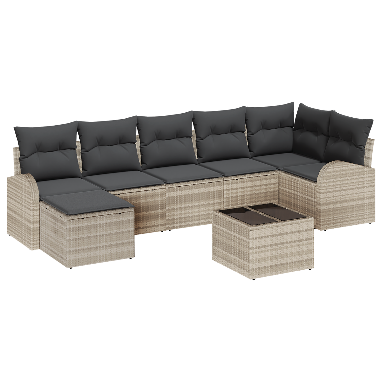 8 Piece Garden Sofa Set with Cushions Grey Poly Rattan