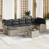 8 Piece Garden Sofa Set with Cushions Grey Poly Rattan