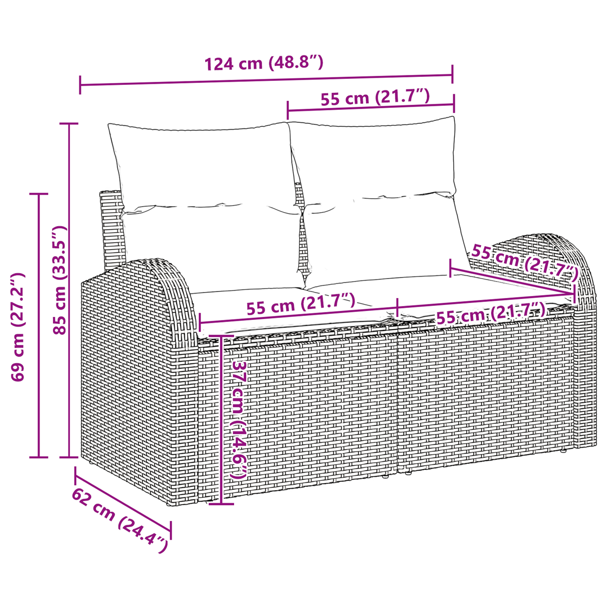 6 Piece Garden Sofa Set with Cushions Light Grey Poly Rattan
