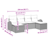 6 Piece Garden Sofa Set with Cushions Light Grey Poly Rattan