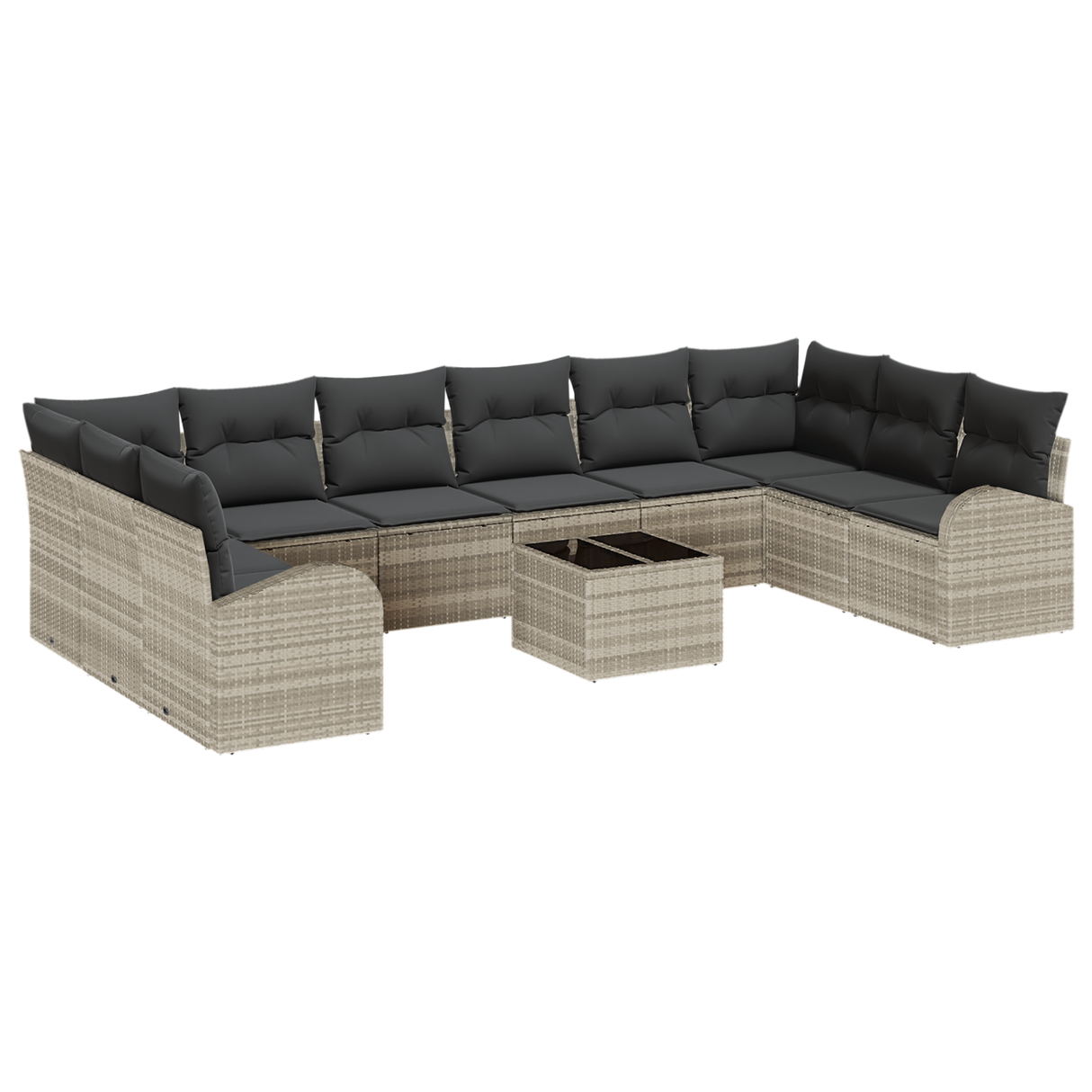 11 Piece Garden Sofa Set with Cushions Grey Poly Rattan