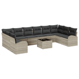11 Piece Garden Sofa Set with Cushions Grey Poly Rattan